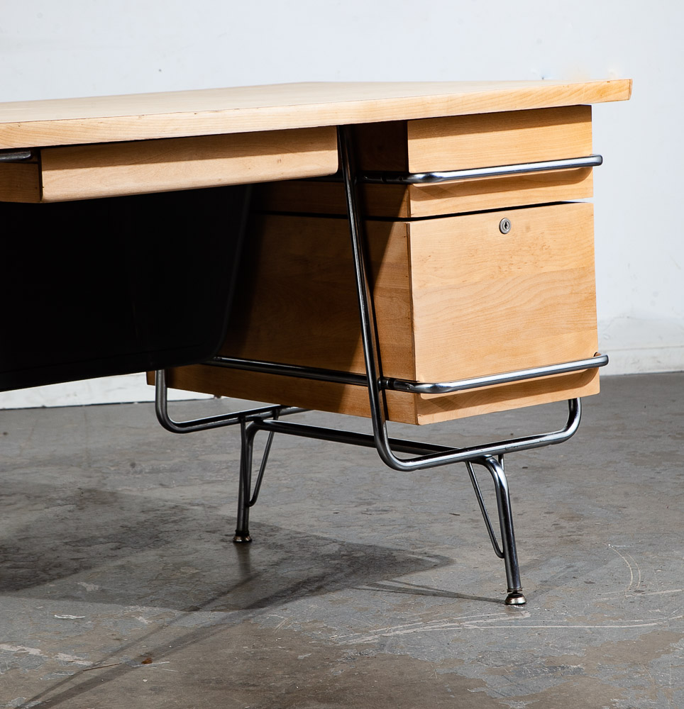 Mid Century Modern Desk Kem Weber Trimline Metal Solid Birch Heywood Wakefield - Image 12