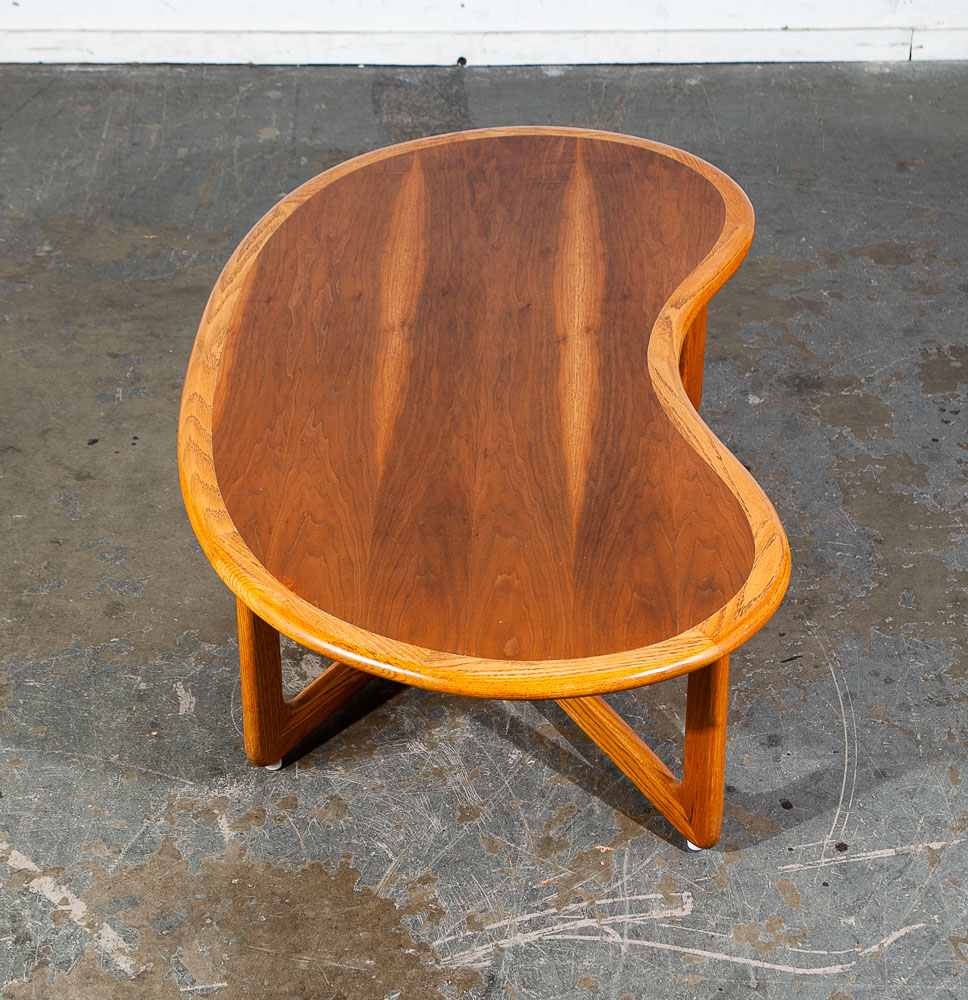 Mid Century Modern Coffee Table Kidney Walnut Lane Perception X Base Danish Mcm - Image 9