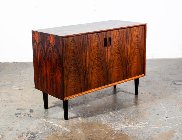 Mid Century Danish Modern Credenza Media Cabinet Rosewood Doors Denmark Comnpact