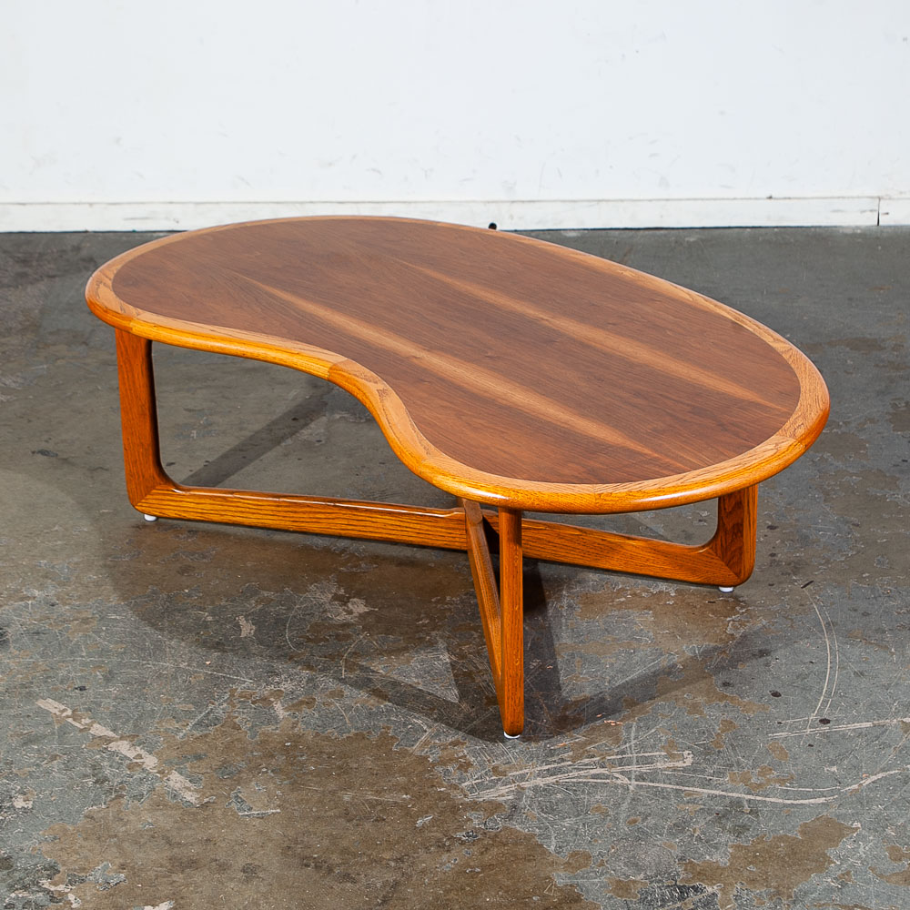 Mid Century Modern Coffee Table Kidney Walnut Lane Perception X Base Danish Mcm - Image 7