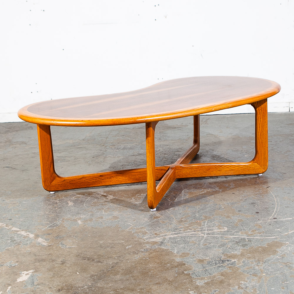 Mid Century Modern Coffee Table Kidney Walnut Lane Perception X Base Danish Mcm - Image 6