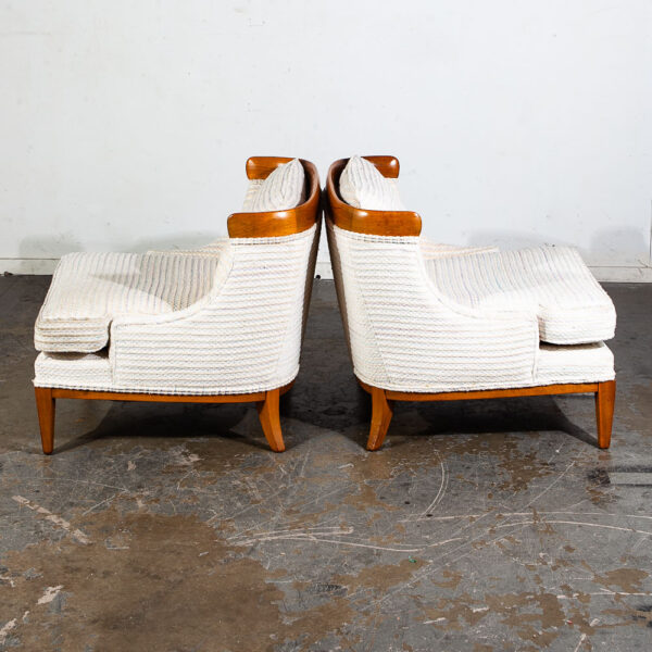 Mid Century Modern Lounge Chairs Slipper Tomlinson Erwin Lambeth Walnut White NM - Image 2