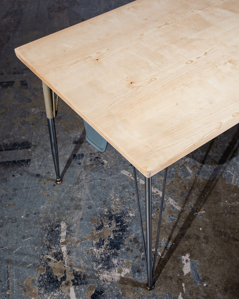 Mid Century Modern Desk Kem Weber Trimline Metal Solid Birch Heywood Wakefield - Image 10