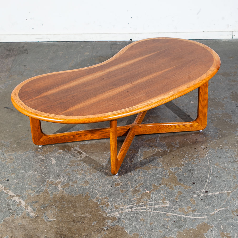 Mid Century Modern Coffee Table Kidney Walnut Lane Perception X Base Danish Mcm - Image 3