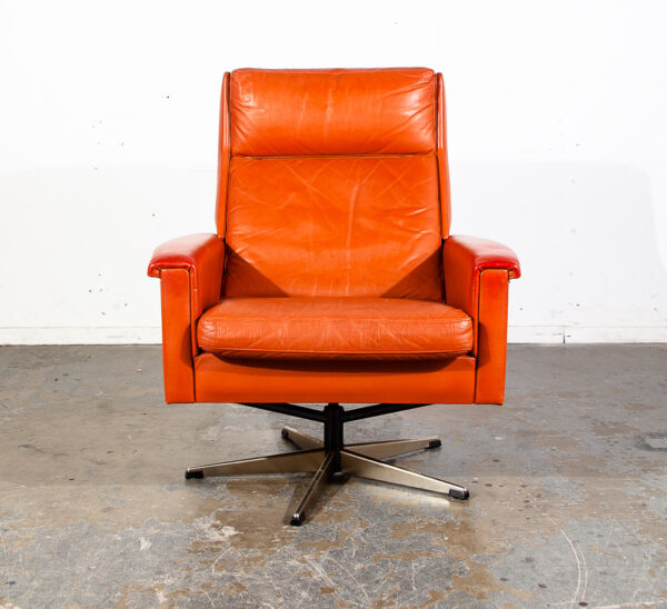 Mid Century Danish Modern Lounge Chair Set Burnt Orange Leather Georg Thams Mcm - Image 6