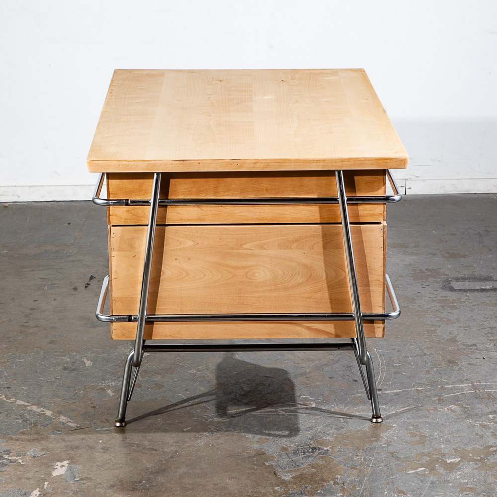 Mid Century Modern Desk Kem Weber Trimline Metal Solid Birch Heywood Wakefield - Image 7