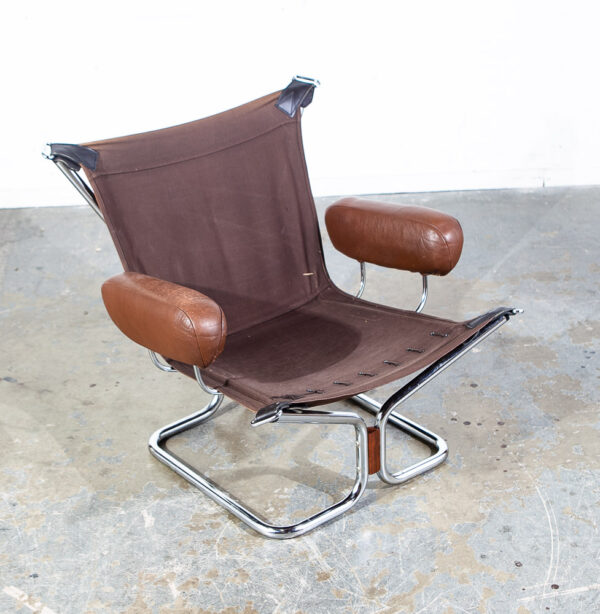 Mid Century Danish Modern Lounge Chair Brown Leather Ingmar Relling Westnofa Arm - Image 5