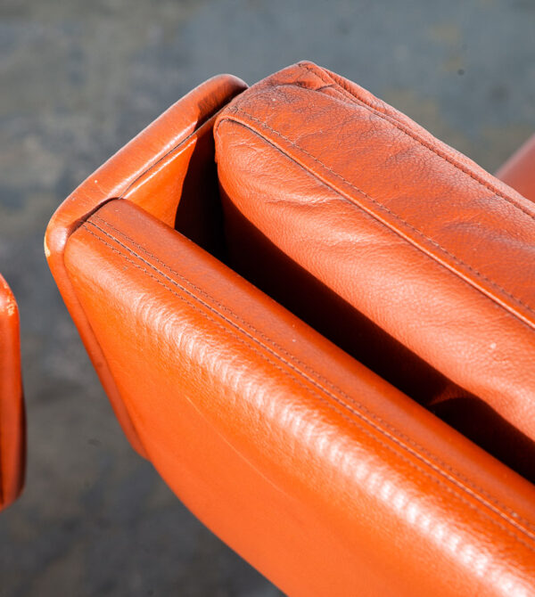 Mid Century Danish Modern Lounge Chair Set Burnt Orange Leather Georg Thams Mcm - Image 10