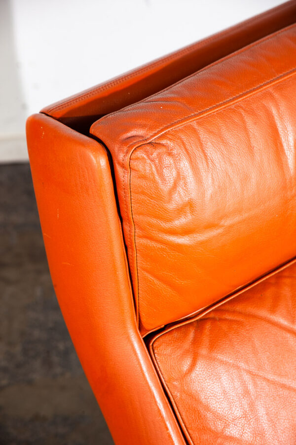 Mid Century Danish Modern Lounge Chair Set Burnt Orange Leather Georg Thams Mcm - Image 12