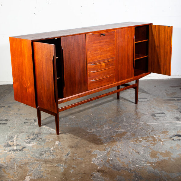 Mid Century Danish Modern Credenza Highboard Teak Wood Drawers Denmark Large - Image 3