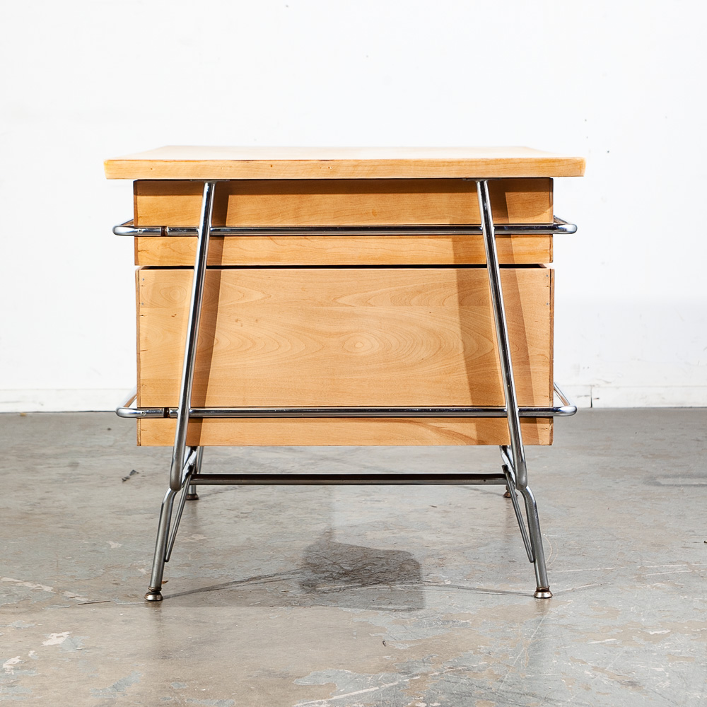 Mid Century Modern Desk Kem Weber Trimline Metal Solid Birch Heywood Wakefield - Image 8