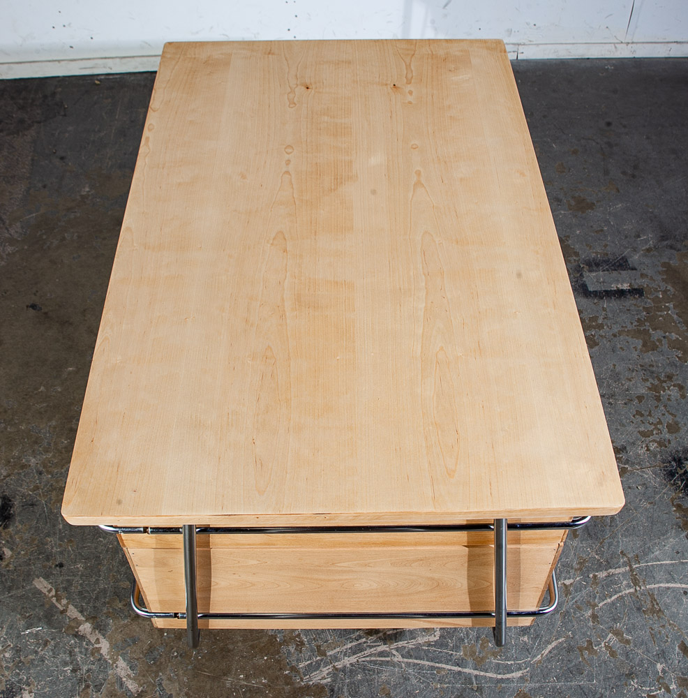 Mid Century Modern Desk Kem Weber Trimline Metal Solid Birch Heywood Wakefield - Image 9