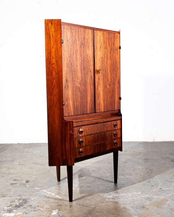 Mid Century Danish Modern Corner Cabinet Unit Brazilian Rosewood Bar Mcm Denmark - Image 3