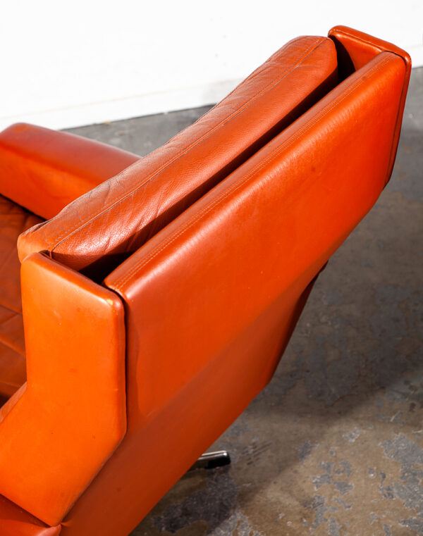 Mid Century Danish Modern Lounge Chair Set Burnt Orange Leather Georg Thams Mcm - Image 9