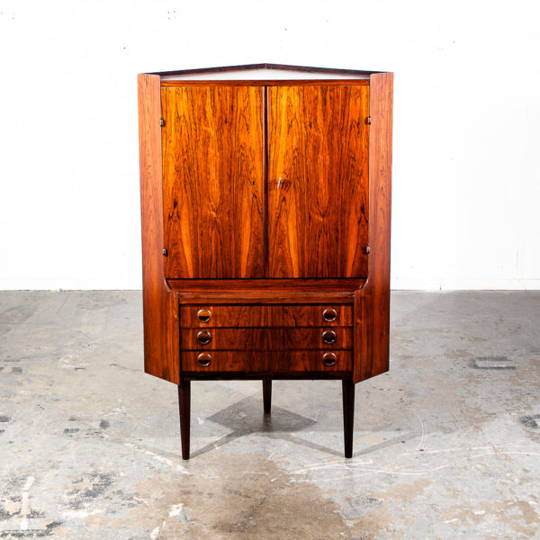 Mid Century Danish Modern Corner Cabinet Unit Brazilian Rosewood Bar Mcm Denmark - Image 7