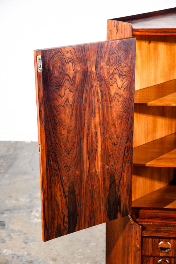 Mid Century Danish Modern Corner Cabinet Unit Brazilian Rosewood Bar Mcm Denmark - Image 12