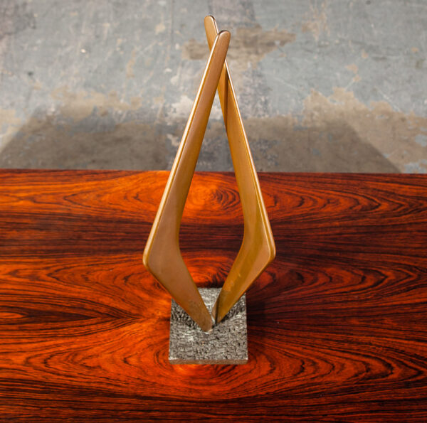 Mid Century Modern Sculpture Signed Dated Bronze Brass Metal Modernist Abstract - Image 3