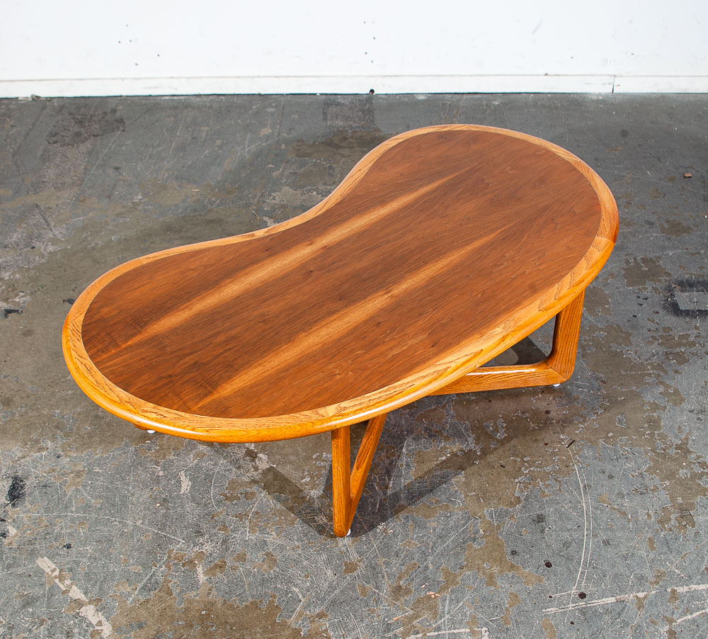 Mid Century Modern Coffee Table Kidney Walnut Lane Perception X Base Danish Mcm - Image 5
