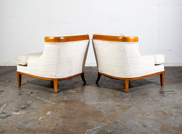 Mid Century Modern Lounge Chairs Slipper Tomlinson Erwin Lambeth Walnut White NM - Image 3