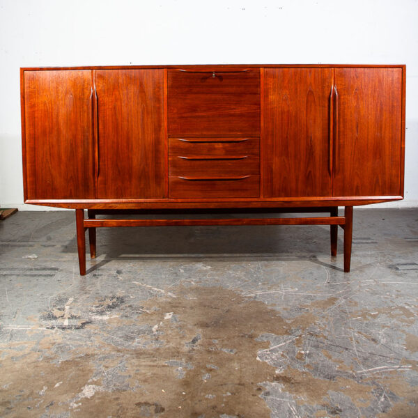 Mid Century Danish Modern Credenza Highboard Teak Wood Drawers Denmark Large - Image 2