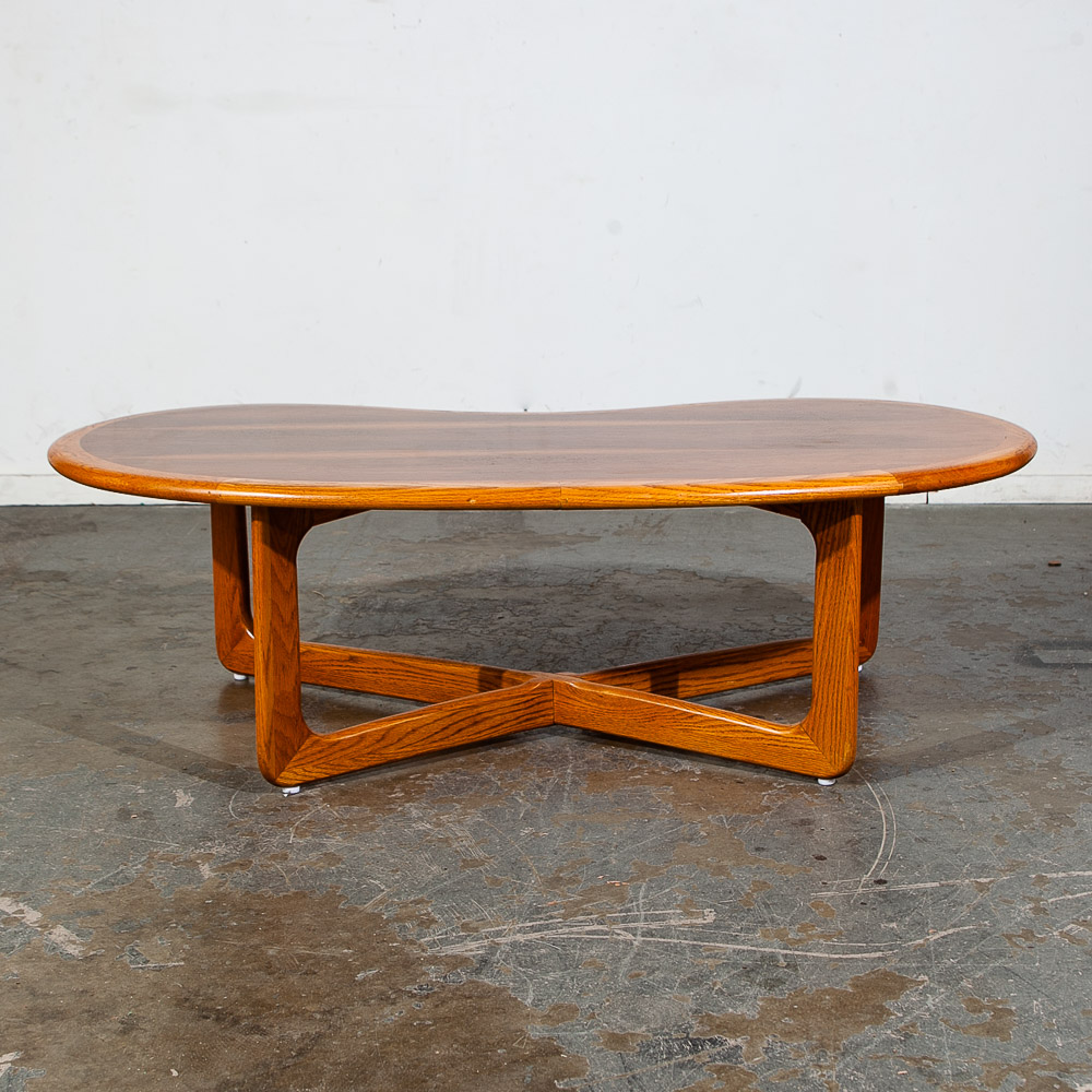 Mid Century Modern Coffee Table Kidney Walnut Lane Perception X Base Danish Mcm - Image 10