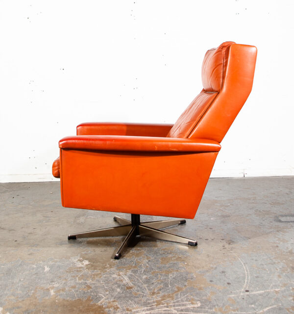 Mid Century Danish Modern Lounge Chair Set Burnt Orange Leather Georg Thams Mcm - Image 8