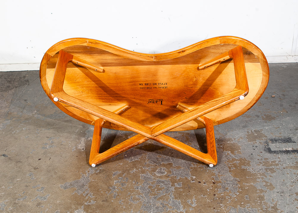 Mid Century Modern Coffee Table Kidney Walnut Lane Perception X Base Danish Mcm - Image 12