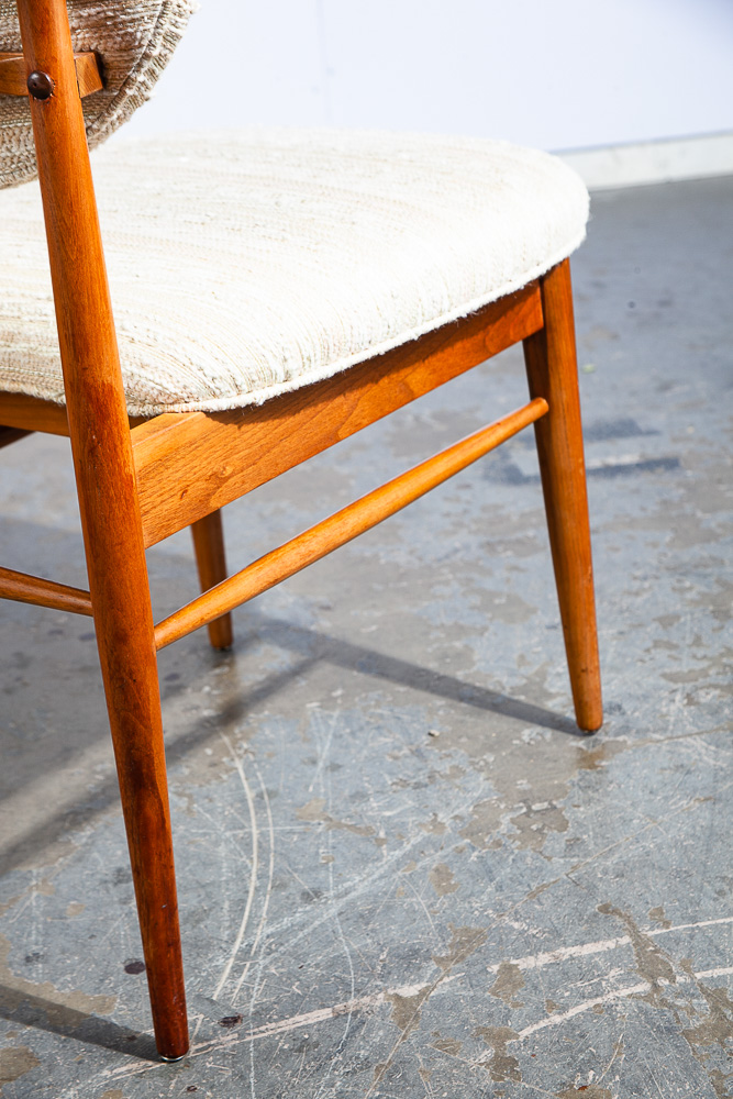 Mid Century Modern Dining Chairs Set 6 Brown Saltman Solid Walnut Wool White Mcm - Image 12