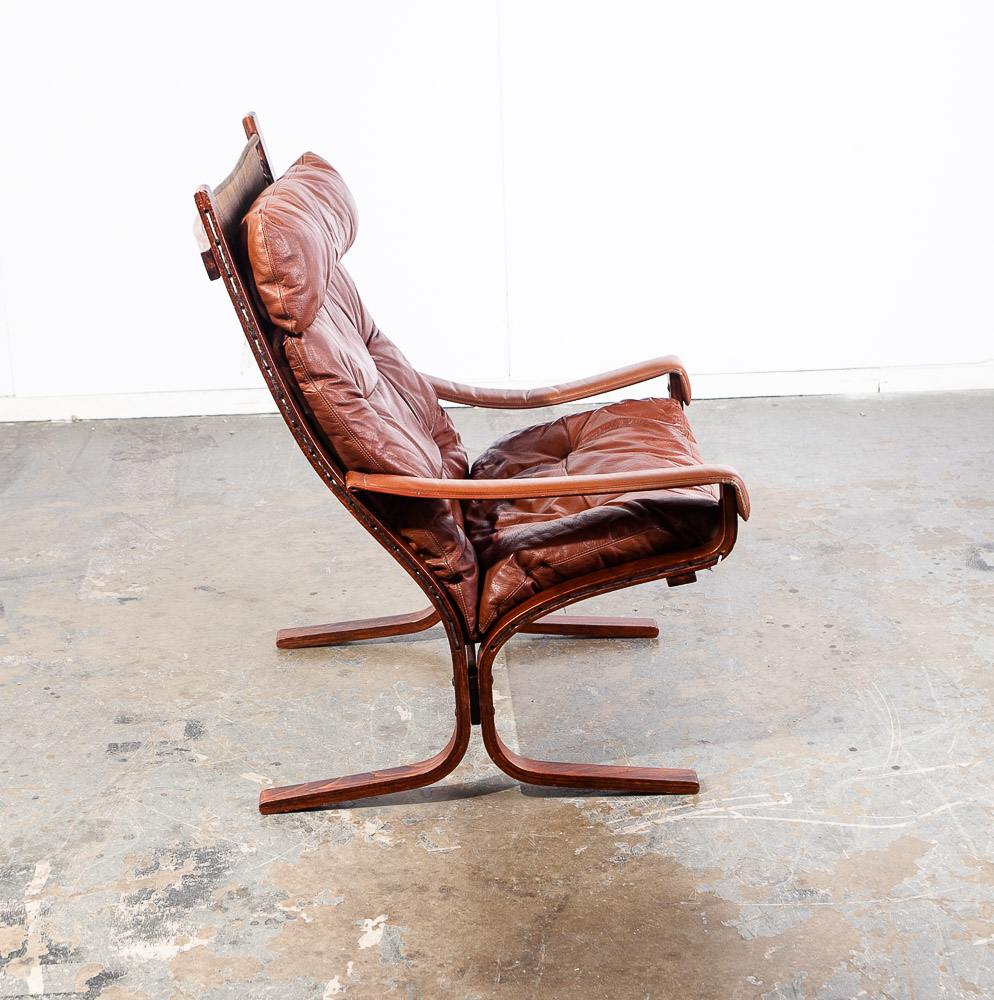 Mid Century Danish Modern Lounge Chair Red Leather Ingmar Relling Westnofa Arm - Image 3