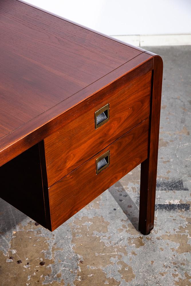 Mid Century Modern Desk Office Executive Solid Walnut Stow Davis Drawers File Large Cabinet American Design - Image 10