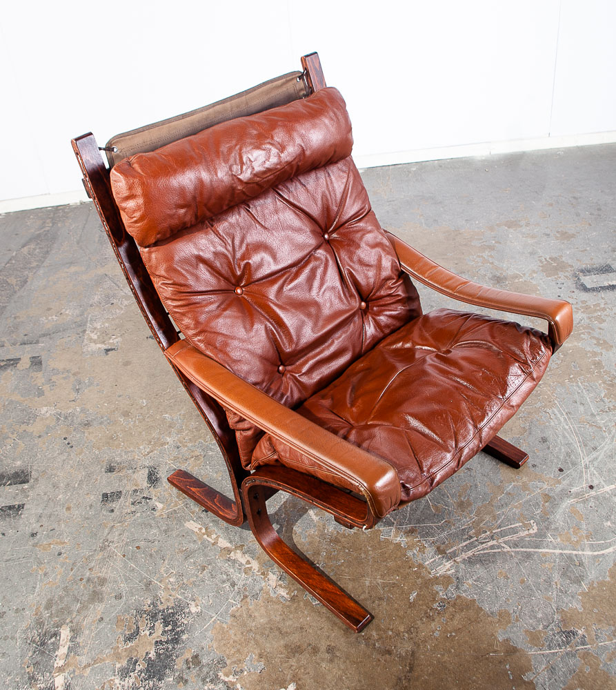 Mid Century Danish Modern Lounge Chair Red Leather Ingmar Relling Westnofa Arm - Image 7