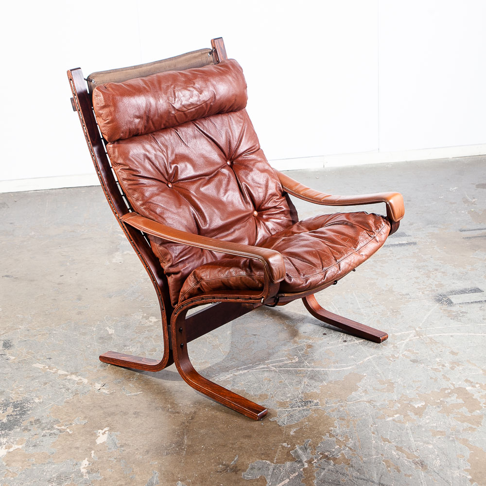 Mid Century Danish Modern Lounge Chair Red Leather Ingmar Relling Westnofa Arm