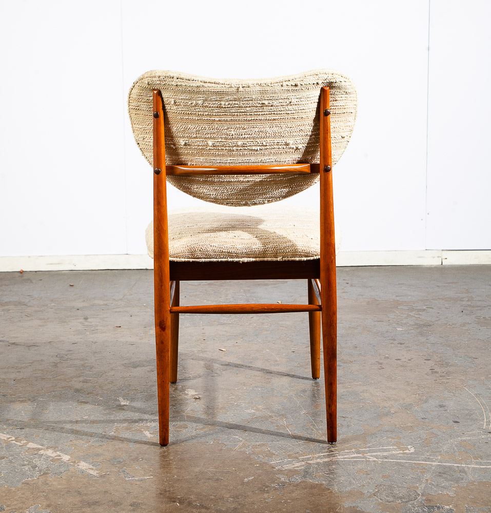 Mid Century Modern Dining Chairs Set 6 Brown Saltman Solid Walnut Wool White Mcm - Image 9