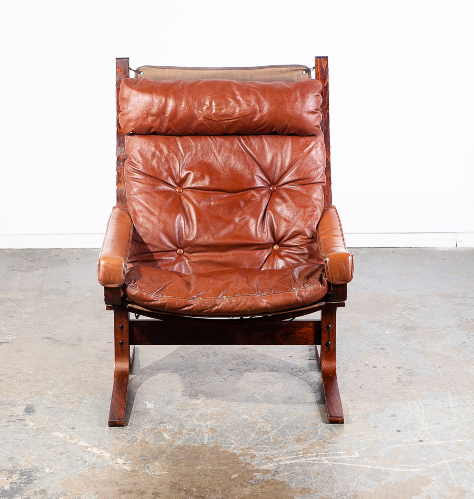 Mid Century Danish Modern Lounge Chair Red Leather Ingmar Relling Westnofa Arm - Image 6