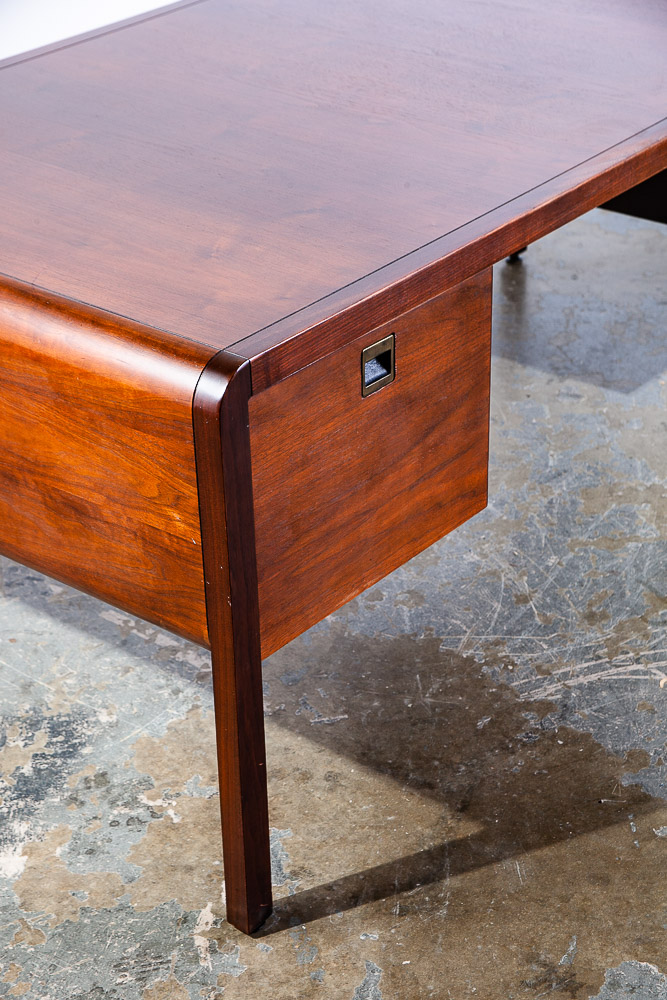 Mid Century Modern Desk Office Executive Solid Walnut Stow Davis Drawers File Large Cabinet American Design - Image 8