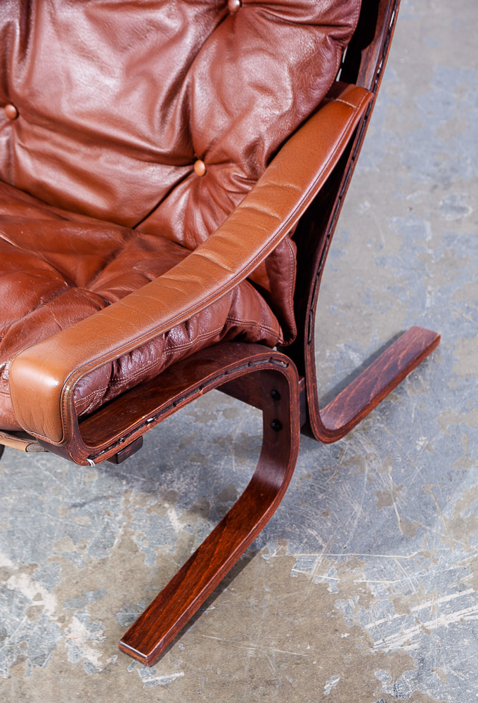 Mid Century Danish Modern Lounge Chair Red Leather Ingmar Relling Westnofa Arm - Image 11