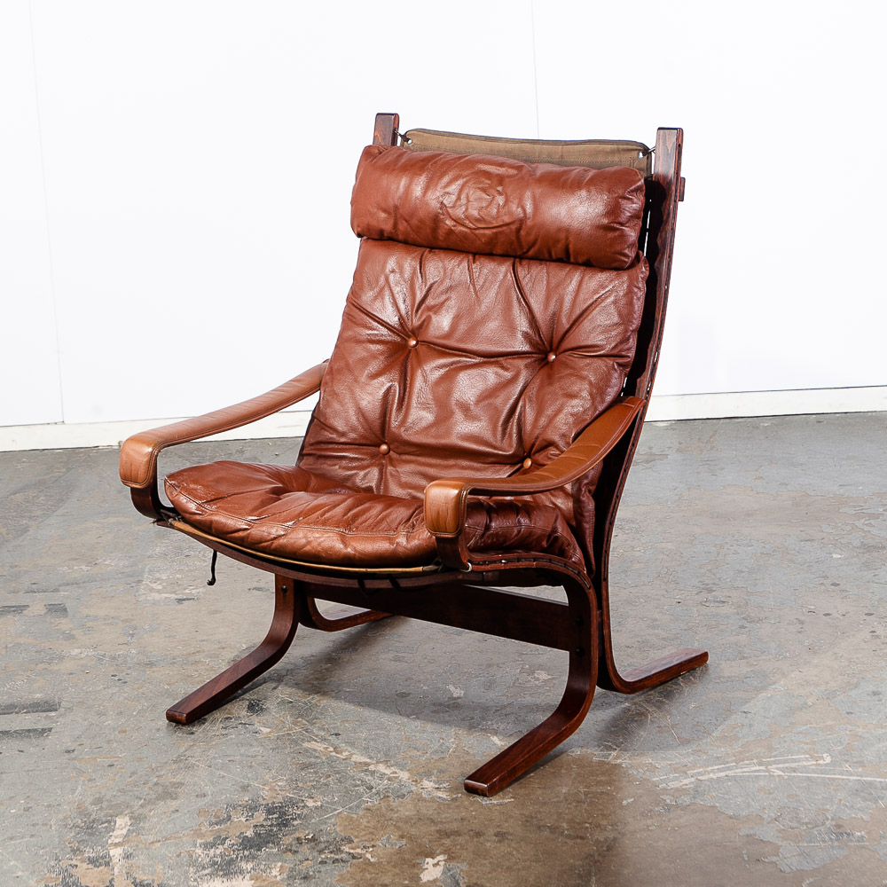 Mid Century Danish Modern Lounge Chair Red Leather Ingmar Relling Westnofa Arm - Image 5