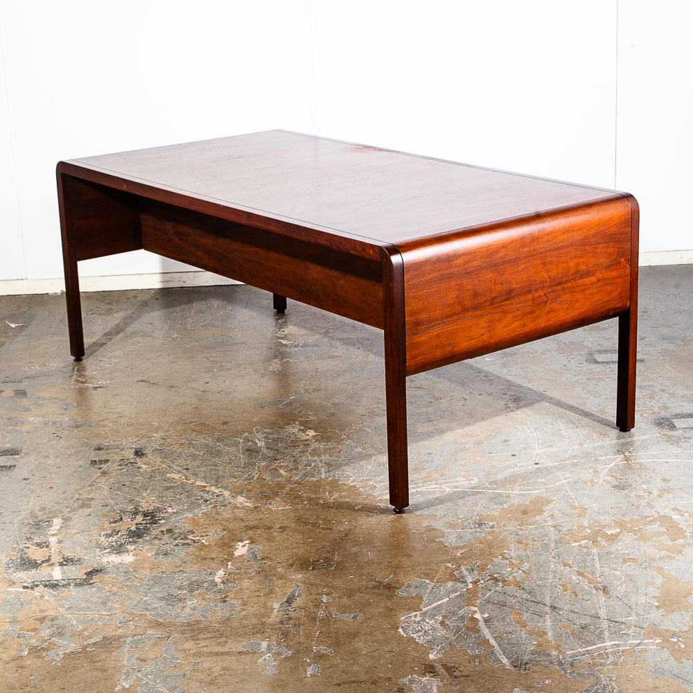 Mid Century Modern Desk Office Executive Solid Walnut Stow Davis Drawers File Large Cabinet American Design - Image 3