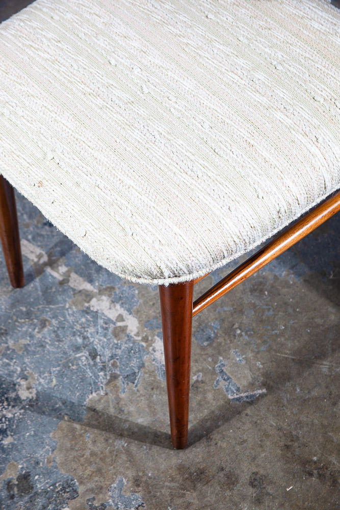 Mid Century Modern Dining Chairs Set 6 Brown Saltman Solid Walnut Wool White Mcm - Image 8