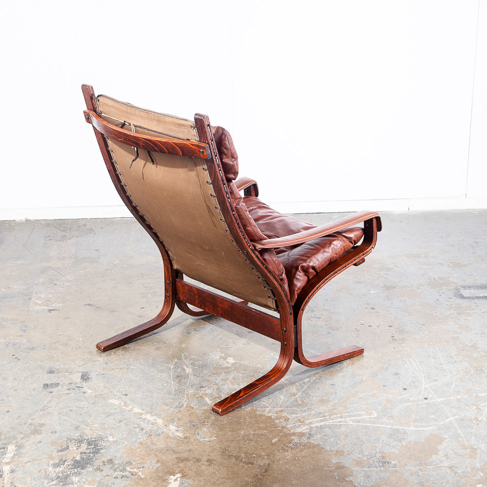 Mid Century Danish Modern Lounge Chair Red Leather Ingmar Relling Westnofa Arm - Image 4