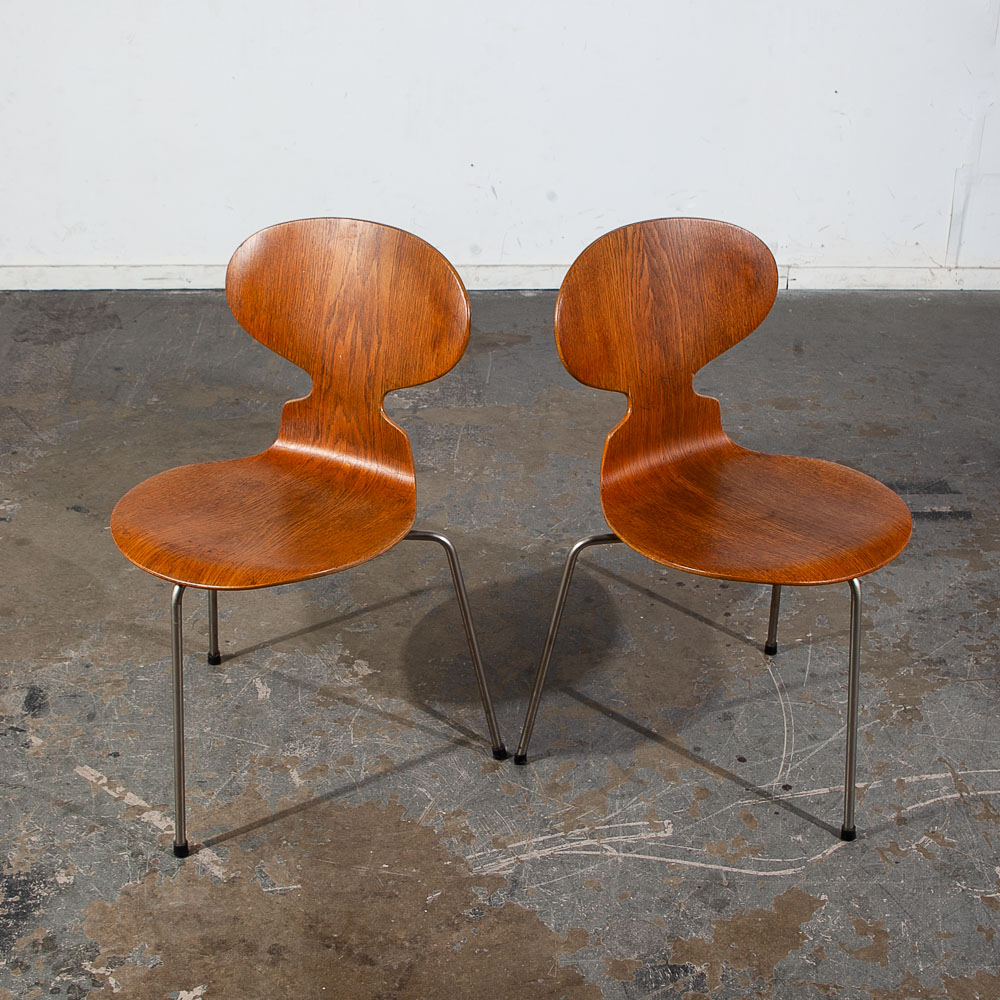 Mid Century Modern Chair Set 5 Tripod Ant Dining Arne Jacobsen Fritz Hansen 3100 - Image 6