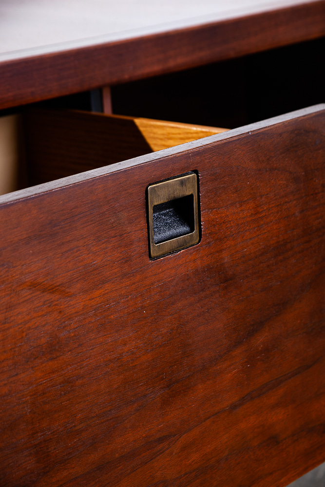 Mid Century Modern Desk Office Executive Solid Walnut Stow Davis Drawers File Large Cabinet American Design - Image 6