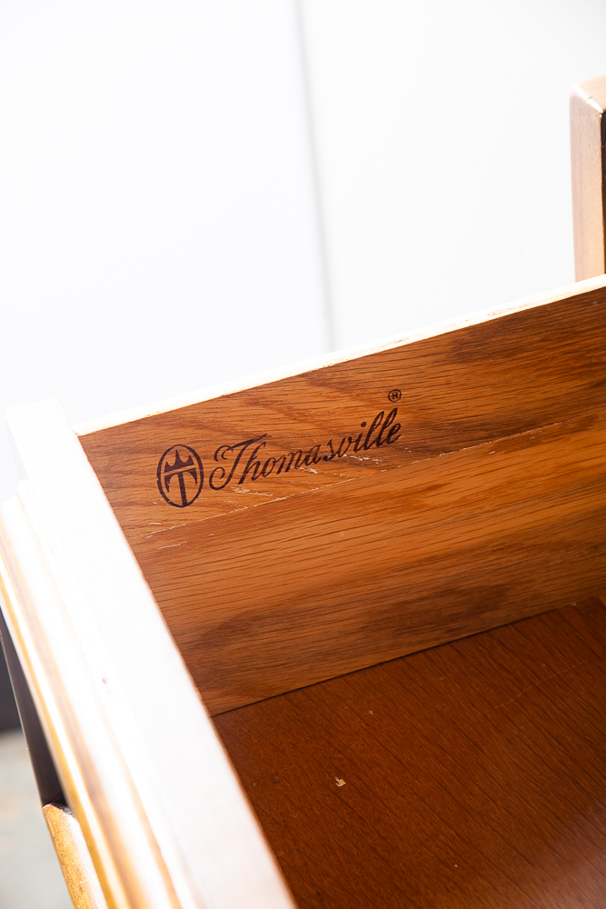 Mid Century Modern Highboy Dresser Thomasville 5 Drawer Walnut Cane Mcm Danish - Image 8