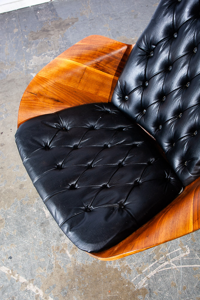 Mid Century Modern Lounge Chair Plycraft Mr Tufted Black Swivel George Mulhauser - Image 7