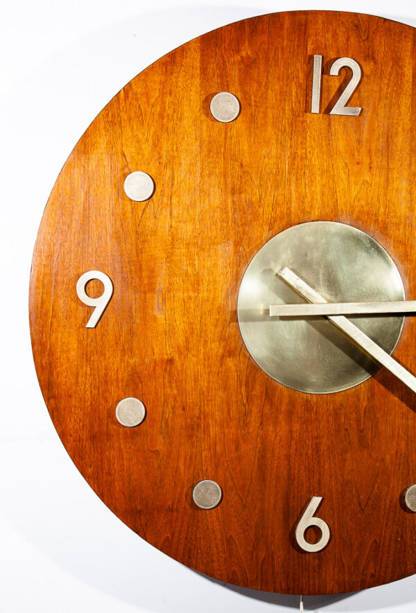 Mid Century Modern Wall Clock American Clock Company Large 40" Brass Walnut Mcm - Image 10