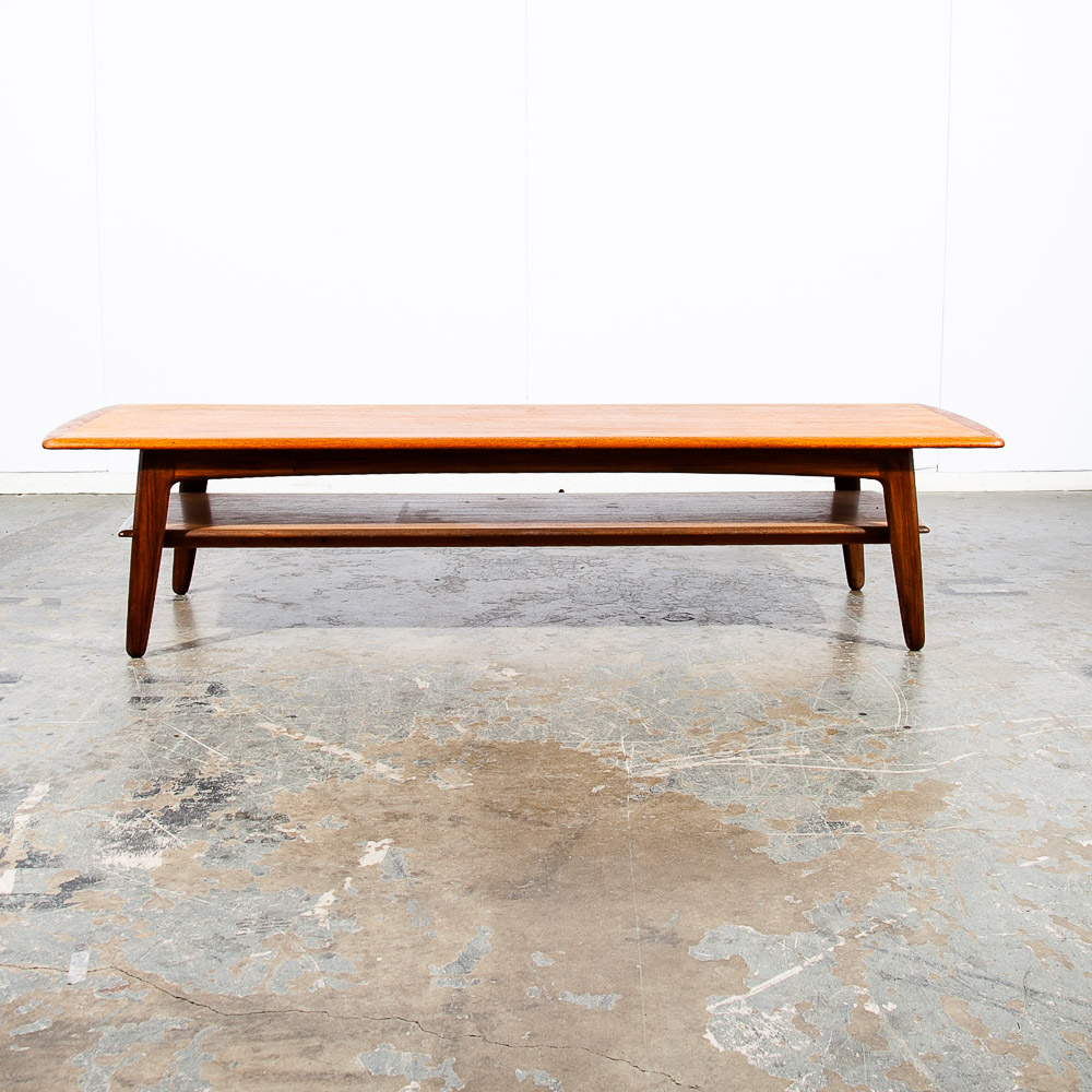 Mid Century Danish Modern Coffee Table Svend Aage Madsen Shelf Solid Teak 71 in - Image 4