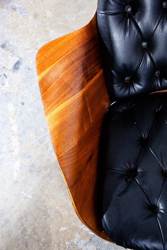 Mid Century Modern Lounge Chair Plycraft Mr Tufted Black Swivel George Mulhauser - Image 10