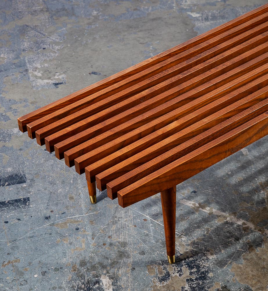 Mid Century Modern Slat Bench Coffee Table Vintage Entry Wood George Nelson Mcm - Image 8