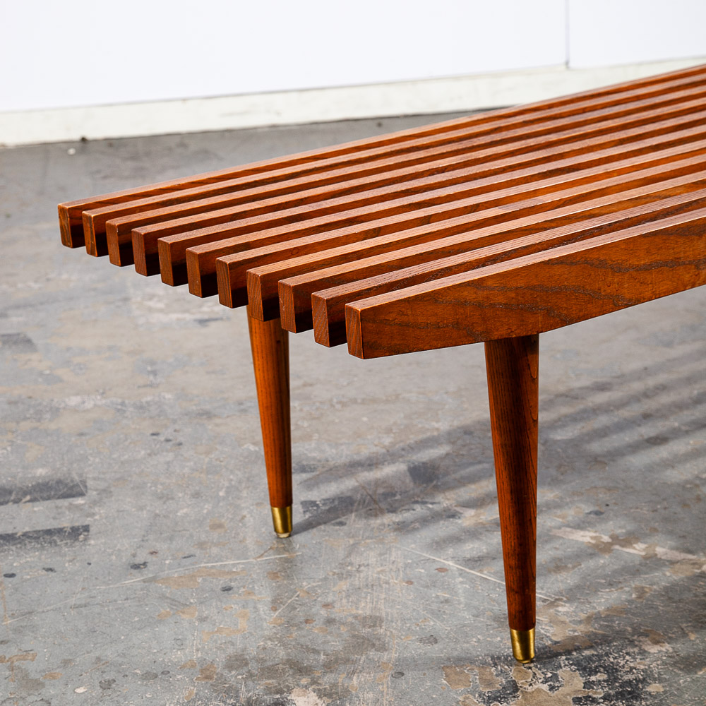 Mid Century Modern Slat Bench Coffee Table Vintage Entry Wood George Nelson Mcm - Image 7
