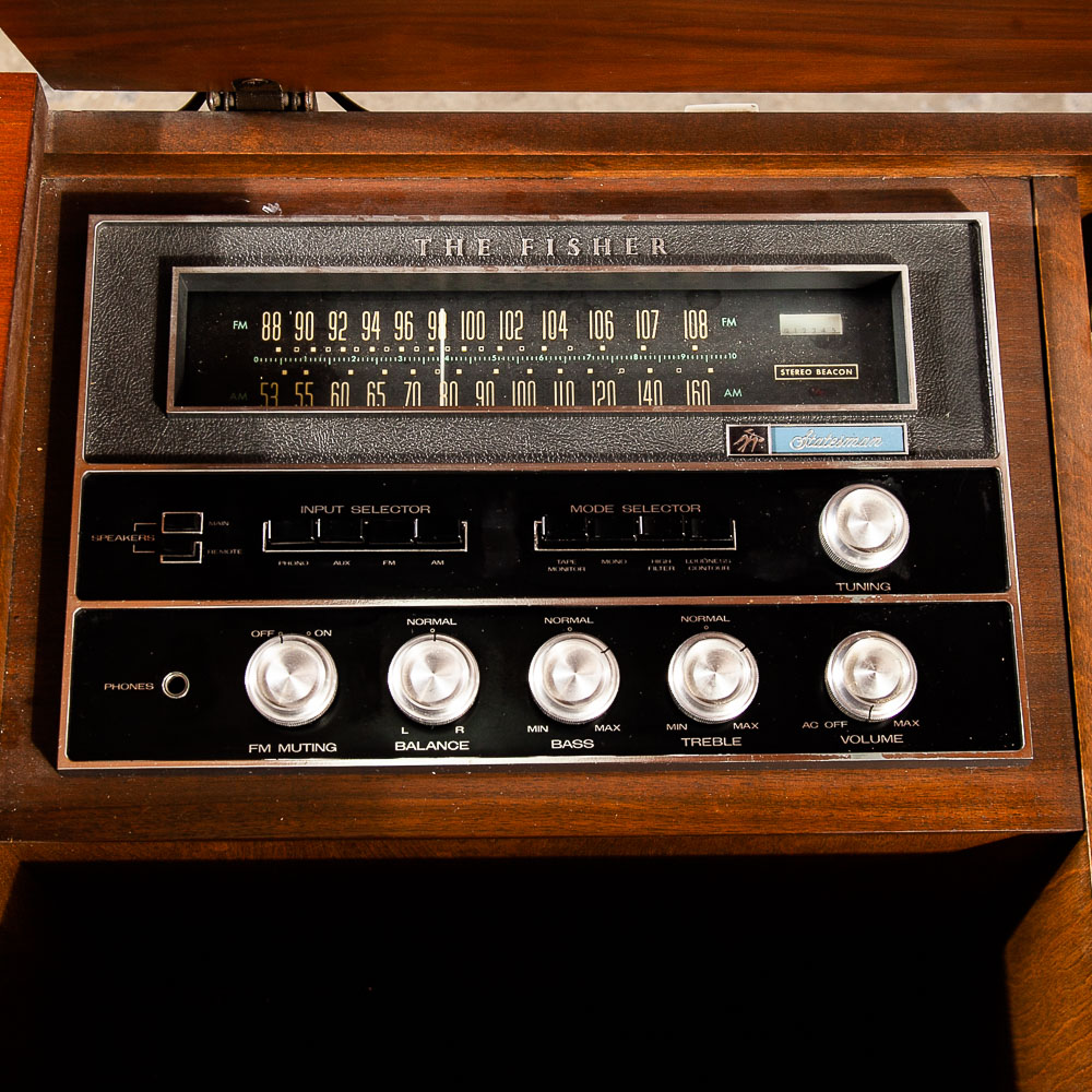 Mid Century Modern Stereo Console Credenza Fisher Statesman Radio Record Player - Image 9